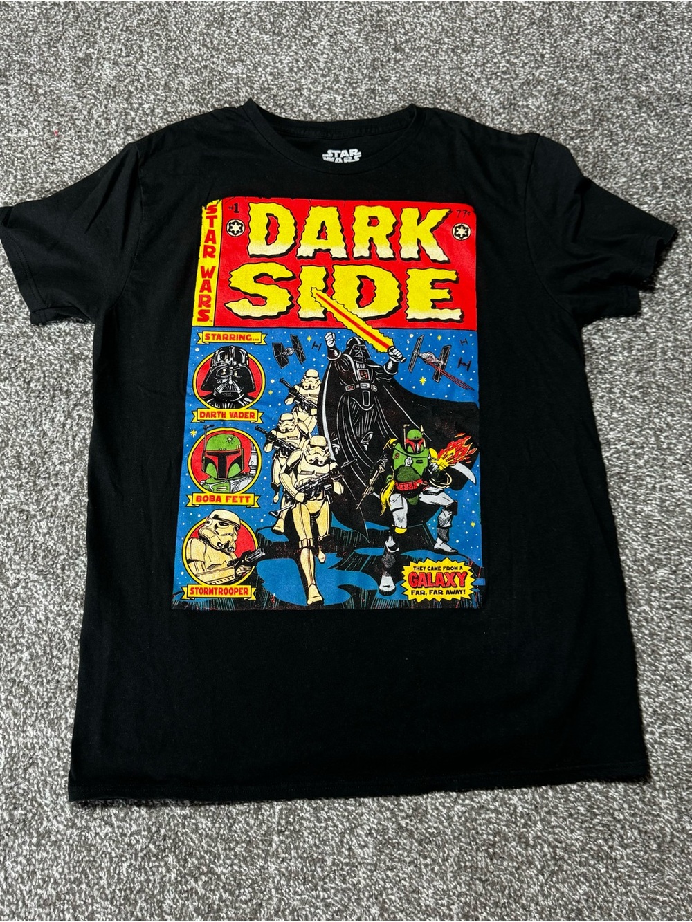 Star Wars Black Short Sleeve Tee with Multicolor Comic Graphic